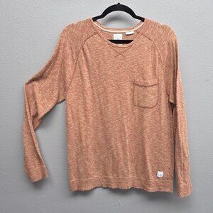 Volcom Sweater Mens Medium Orange Stand Not Swtr Pullover Pocket Crewneck Casual